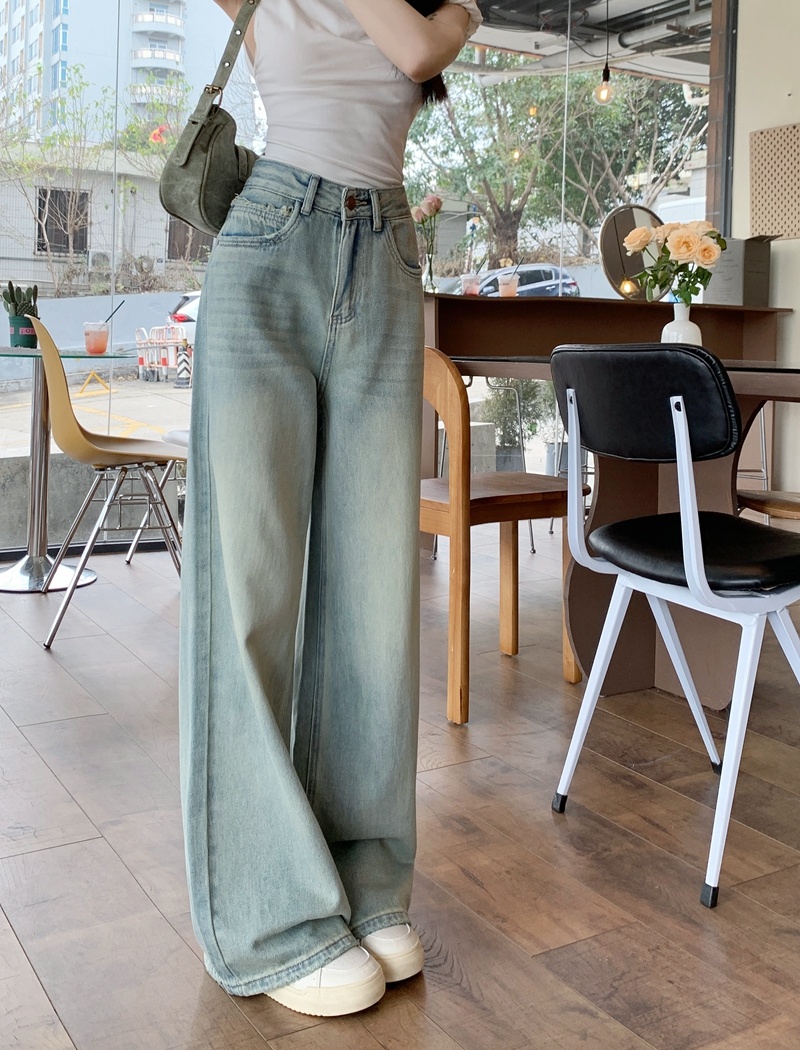 Light color loose jeans mopping long pants for women