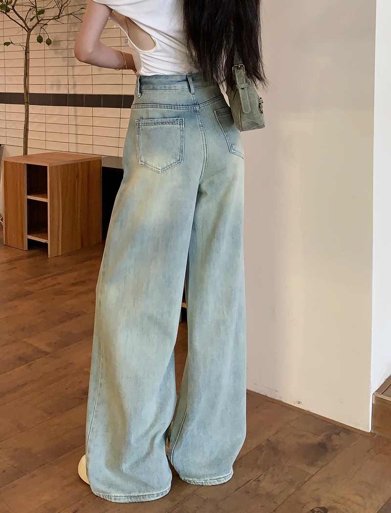 Light color loose jeans mopping long pants for women