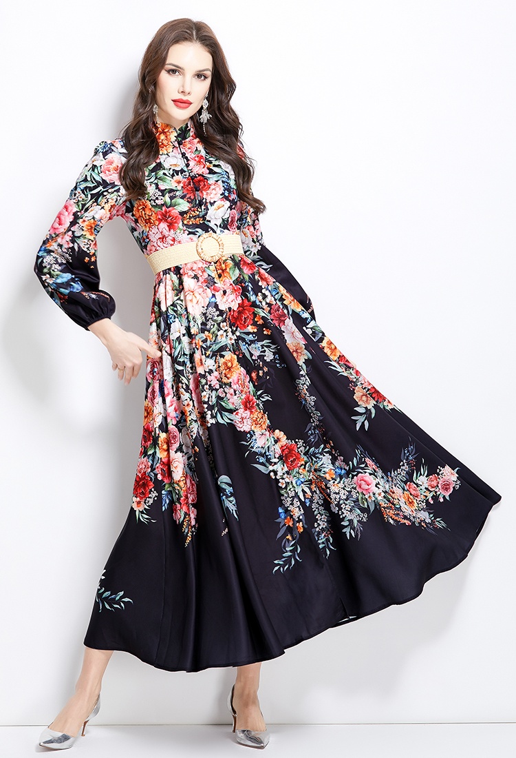 Vacation painting spring and summer long flowers dress