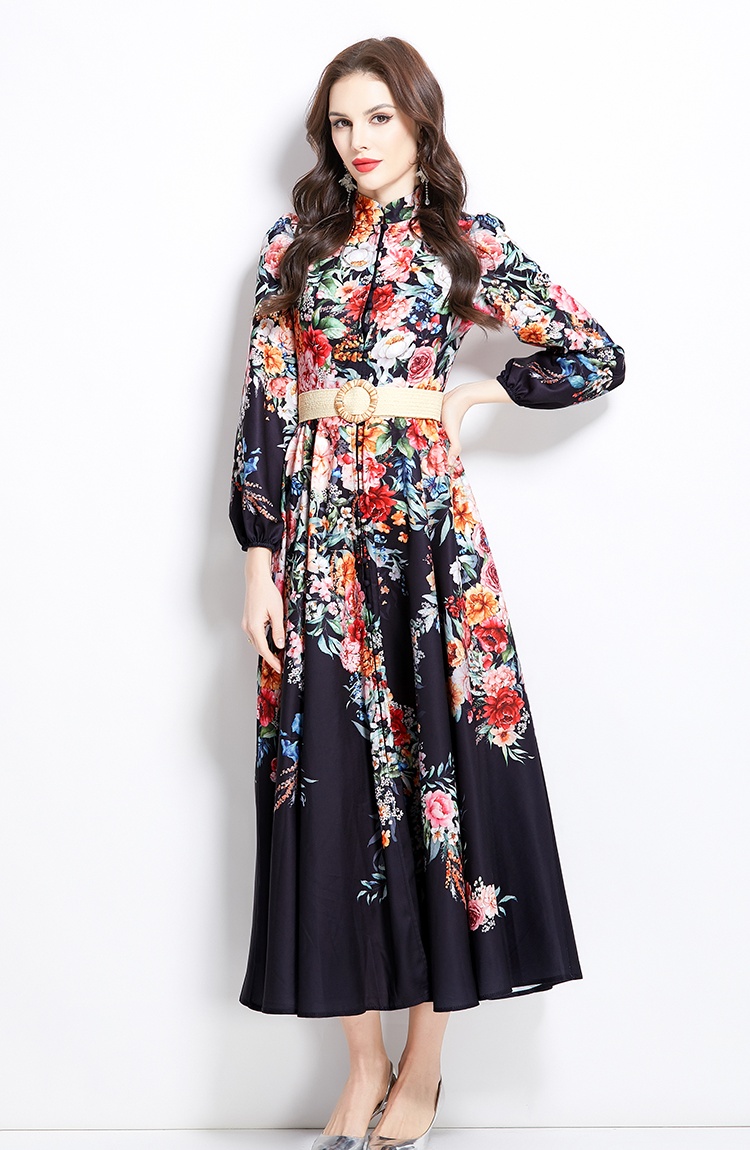 Vacation painting spring and summer long flowers dress