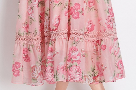 Long flowers vacation spring and summer splice lace dress