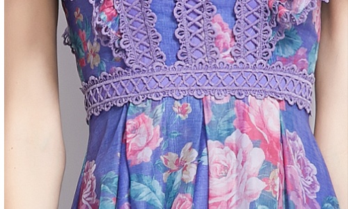 Lace painting spring and summer splice vacation flowers dress