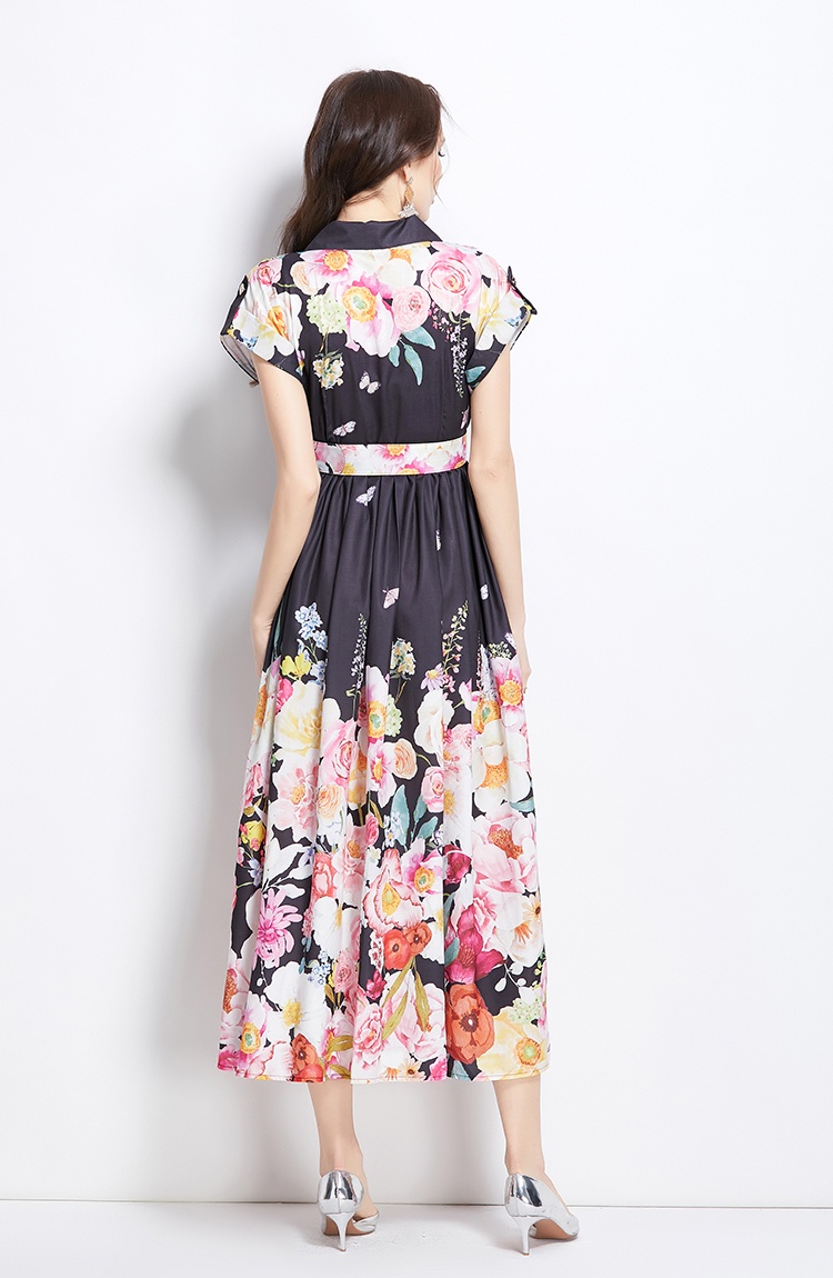 Long spring flowers painting dress