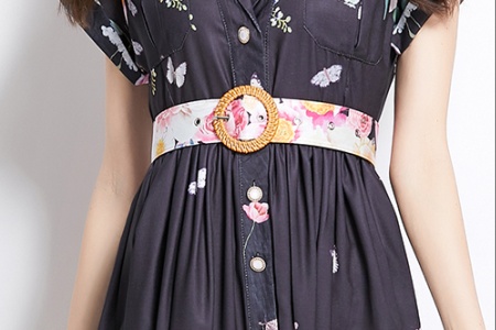 Long spring flowers painting dress