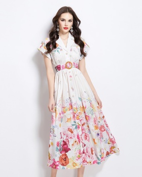 Long painting spring flowers dress