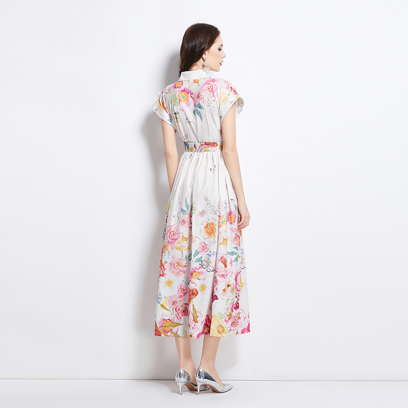 Long painting spring flowers dress