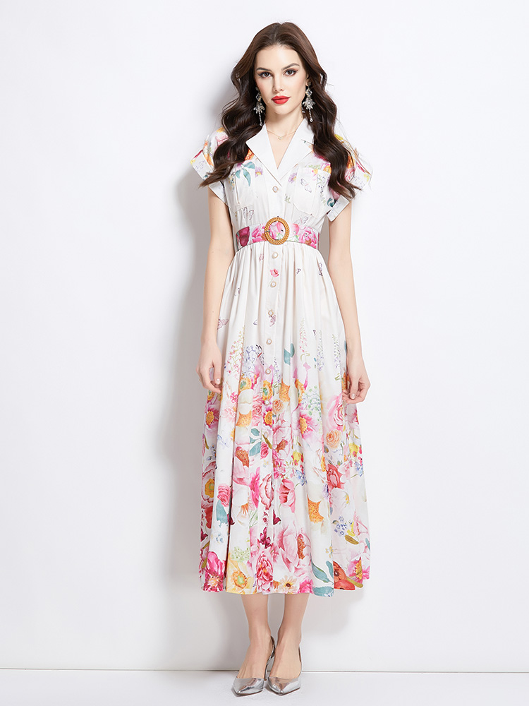 Long painting spring flowers dress