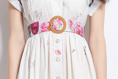 Long painting spring flowers dress