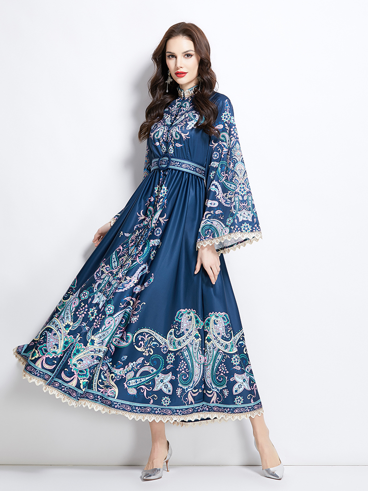 Spring and summer splice national style long dress