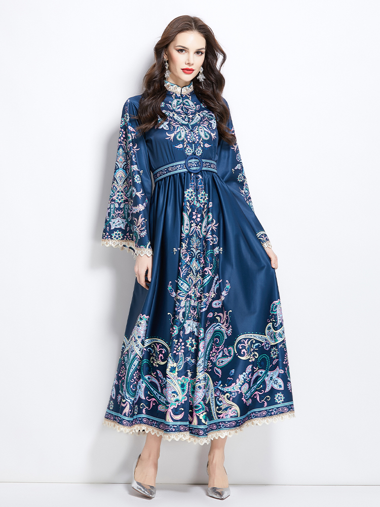 Spring and summer splice national style long dress