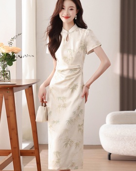 Pinched waist Chinese style cheongsam summer dress