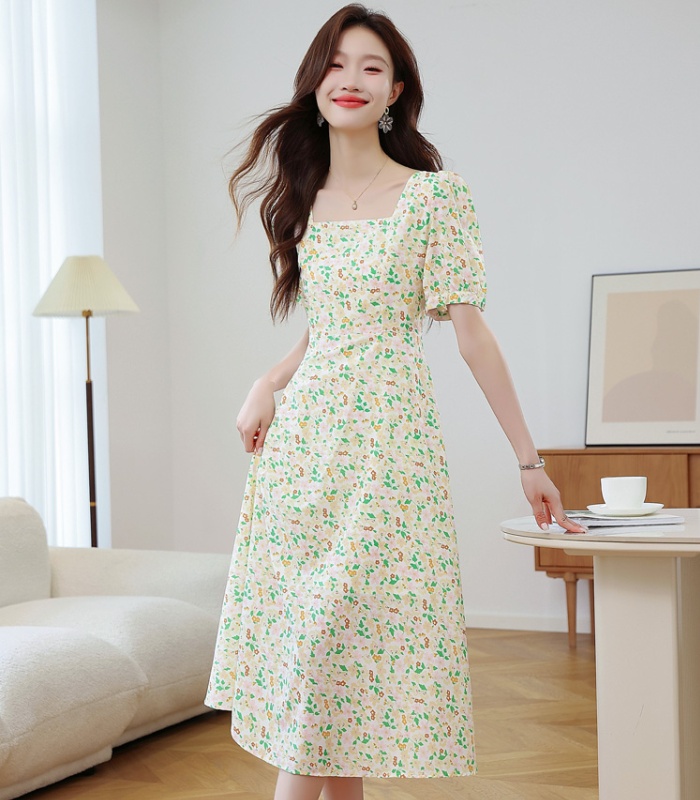 Floral summer retro chiffon dress for women