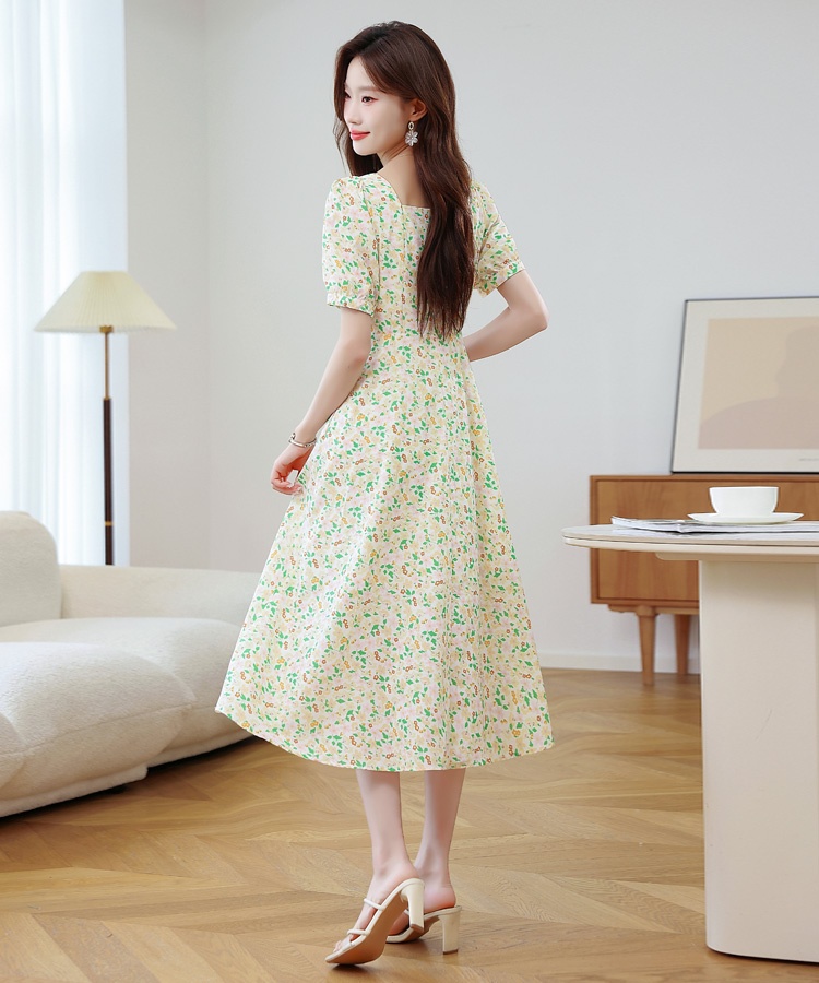 Floral summer retro chiffon dress for women