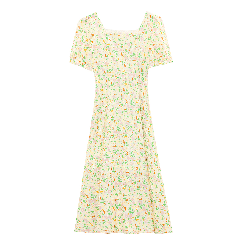 Floral summer retro chiffon dress for women