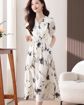 Pinched waist Casual dress summer long dress for women