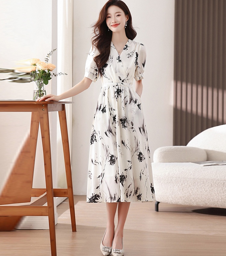 Pinched waist Casual dress summer long dress for women