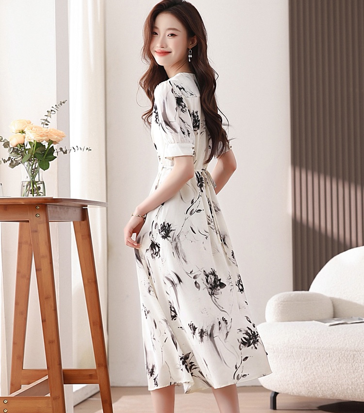 Pinched waist Casual dress summer long dress for women