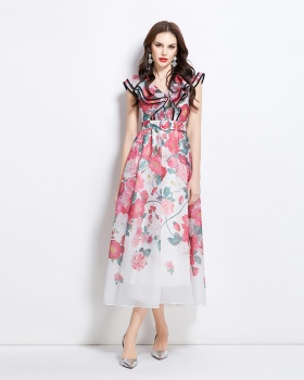 Long printing painting vacation dress