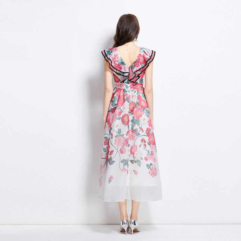 Long printing painting vacation dress