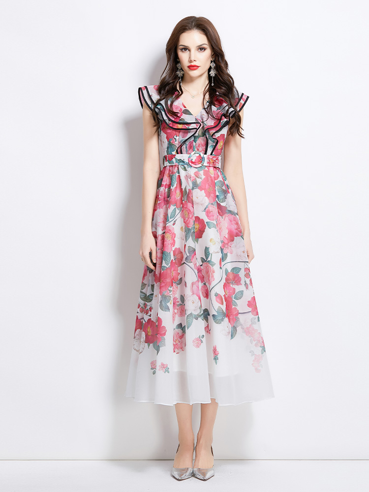 Long printing painting vacation dress