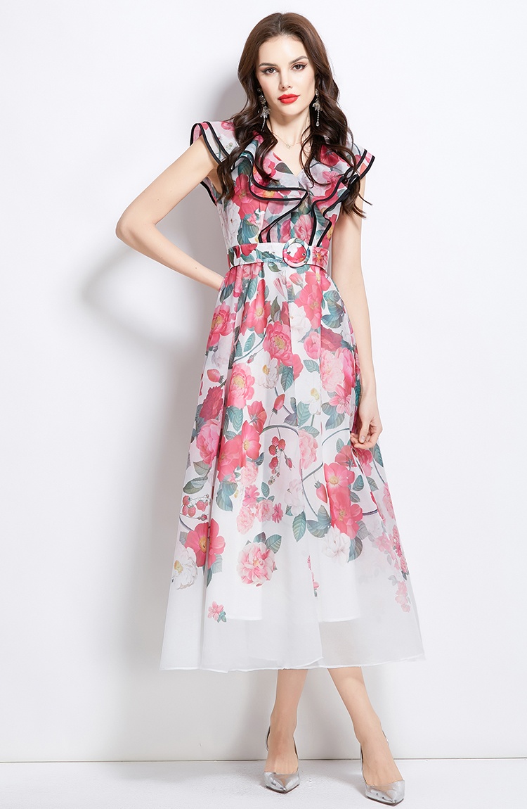 Long printing painting vacation dress