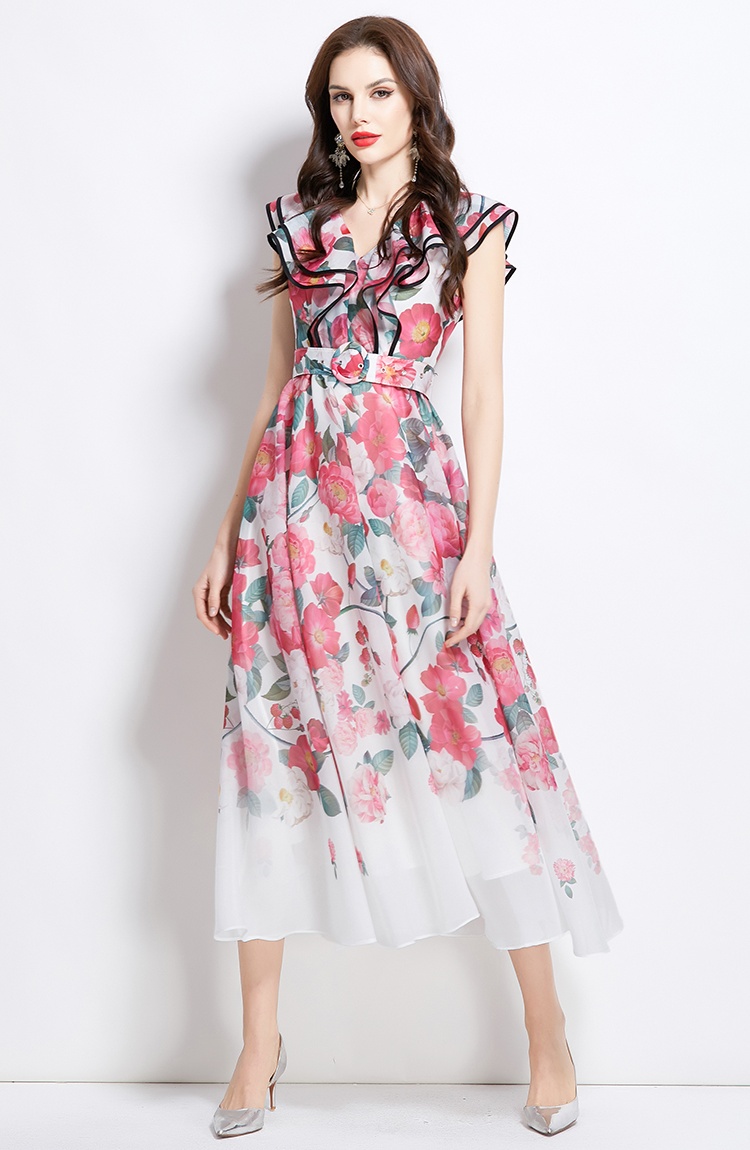 Long printing painting vacation dress