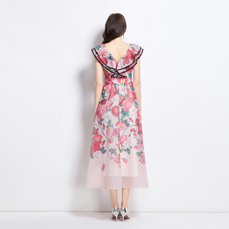 Flowers vacation long spring and summer printing dress