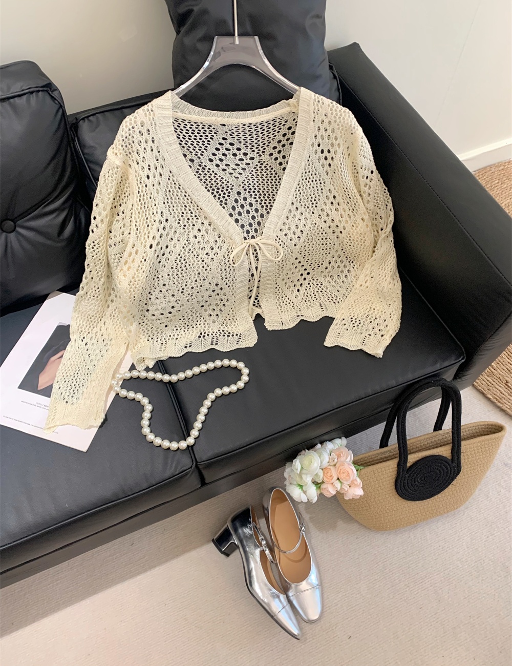 All-match hollow cardigan knitted slim shawl