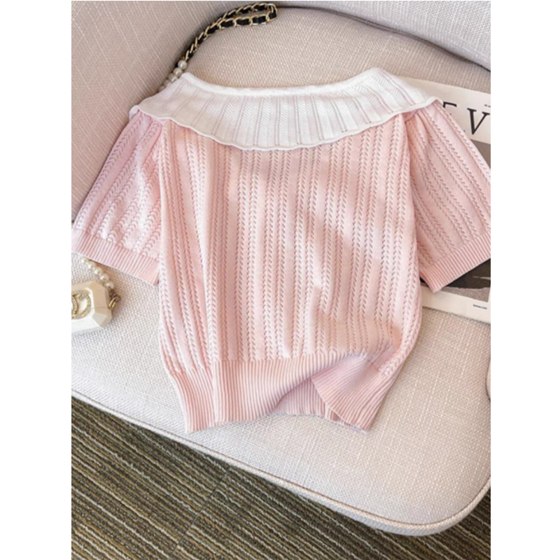 Doll collar Western style cardigan bow sweater for women