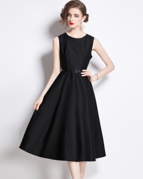 Pinched waist spring long dress sleeveless dress for women