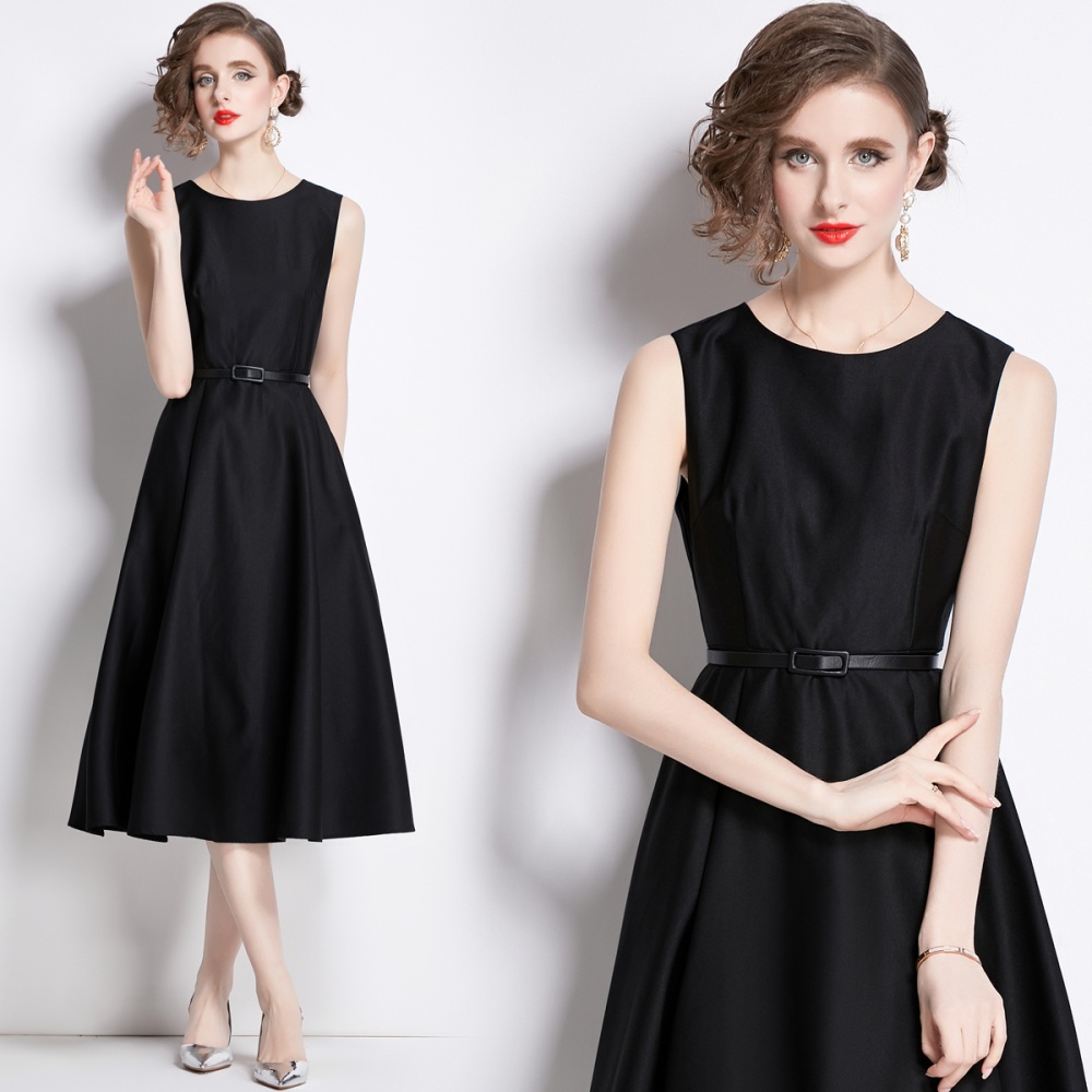 Pinched waist spring long dress sleeveless dress for women