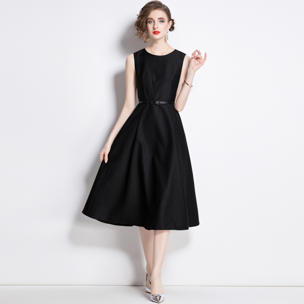 Pinched waist spring long dress sleeveless dress for women