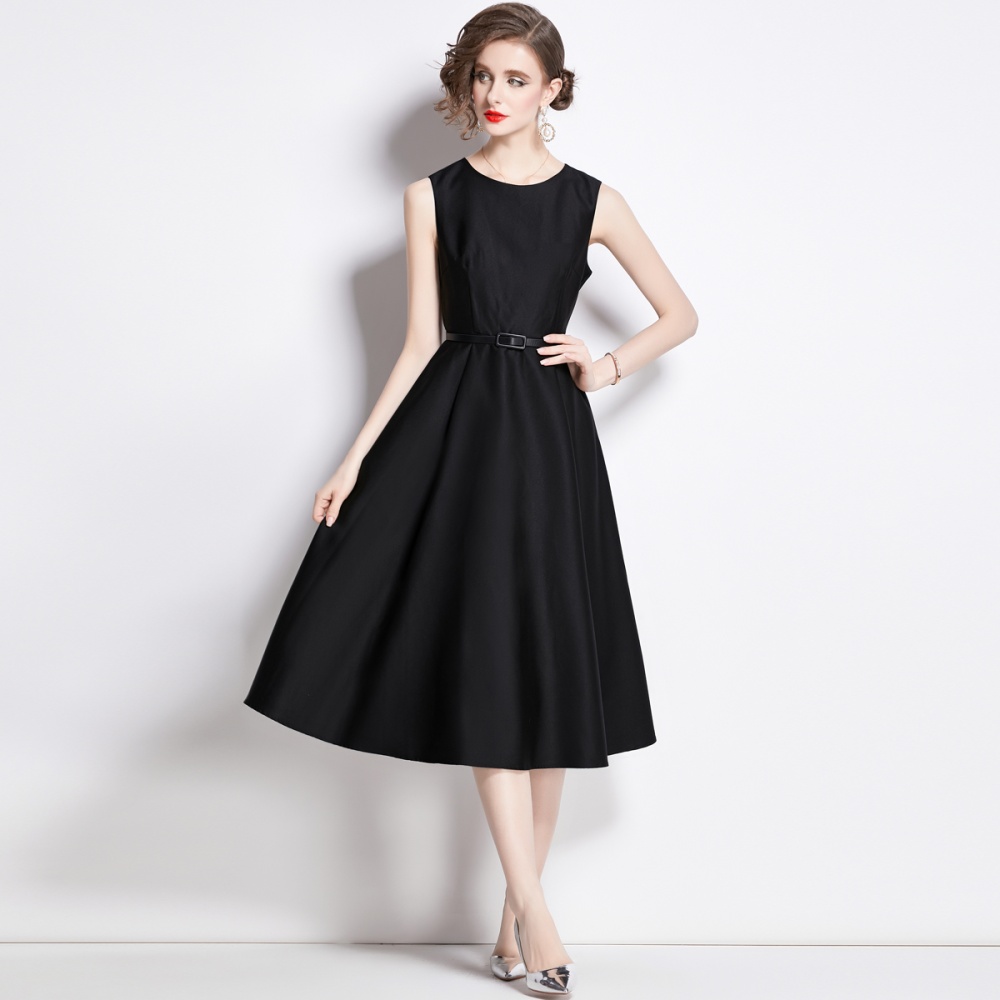 Pinched waist spring long dress sleeveless dress for women