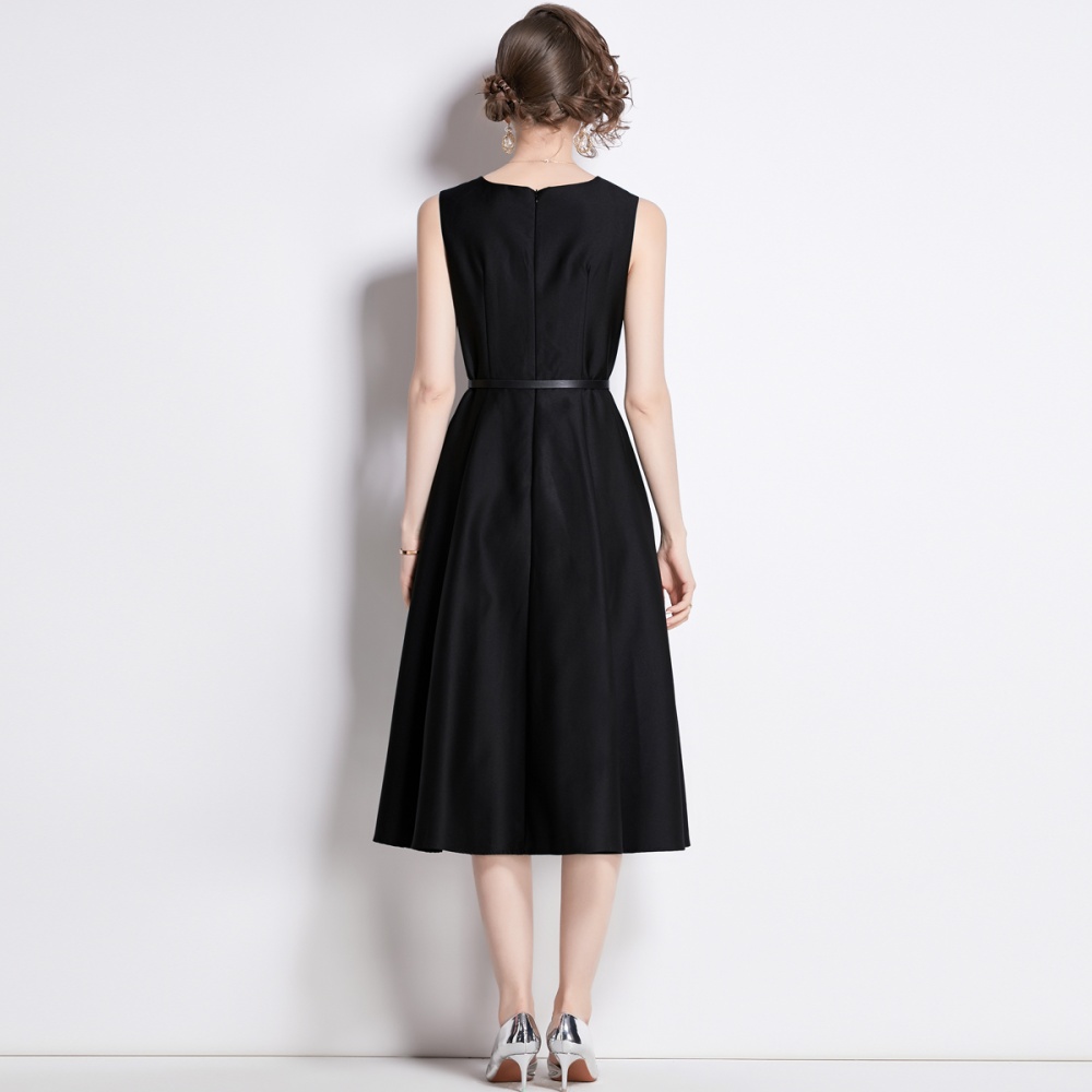 Pinched waist spring long dress sleeveless dress for women