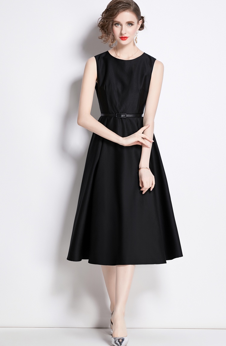 Pinched waist spring long dress sleeveless dress for women