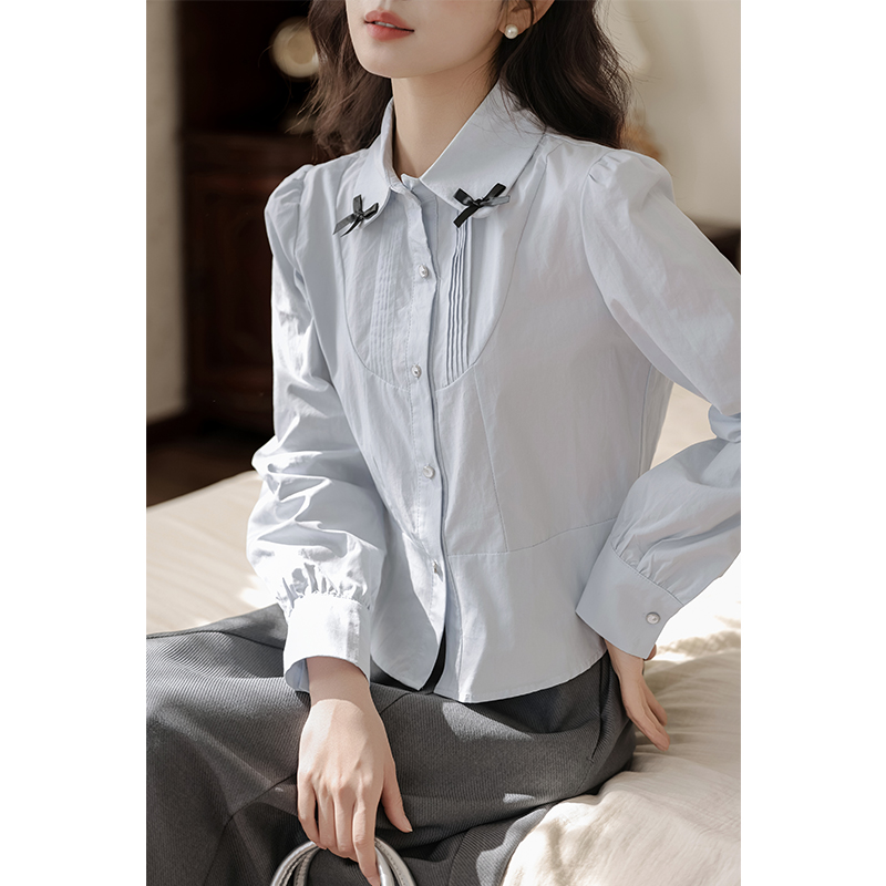 France style spring bow tender shirt