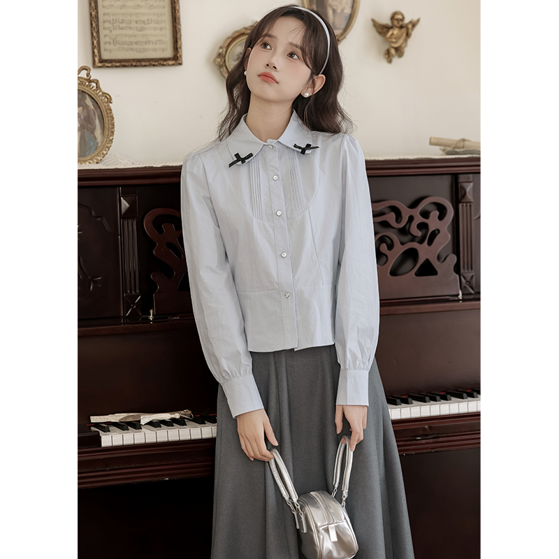 France style spring bow tender shirt