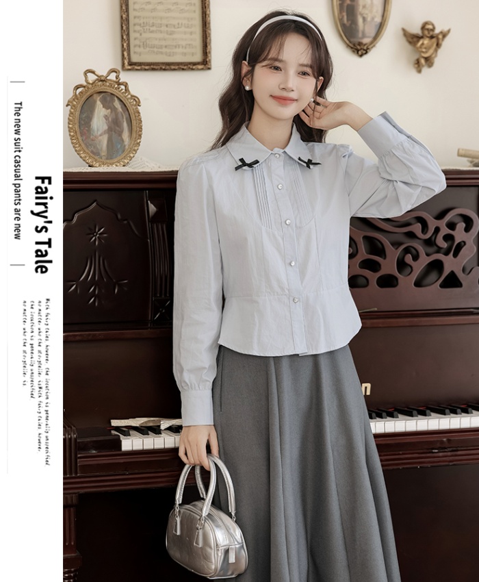 France style spring bow tender shirt