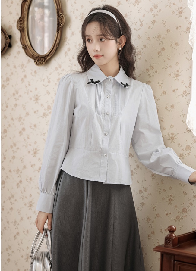 France style spring bow tender shirt