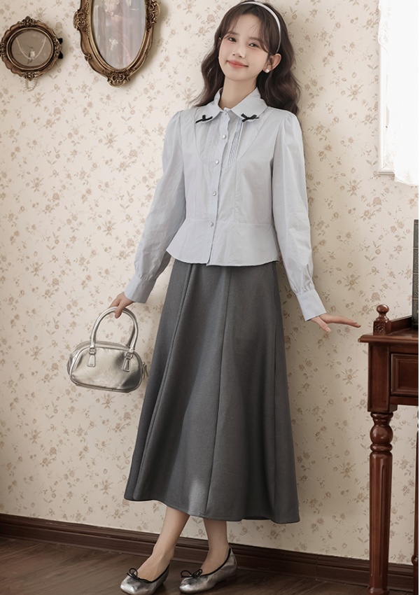 France style spring bow tender shirt