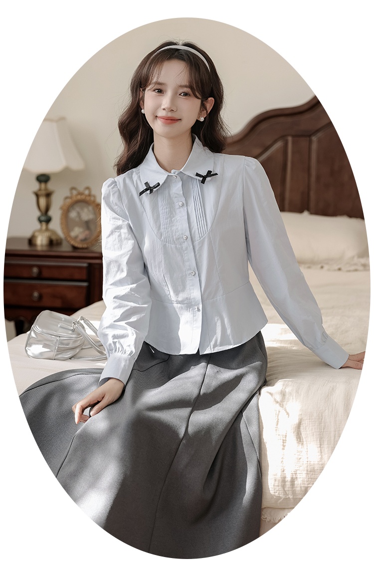 France style spring bow tender shirt