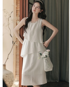 Temperament light color dress spring sleeveless vest