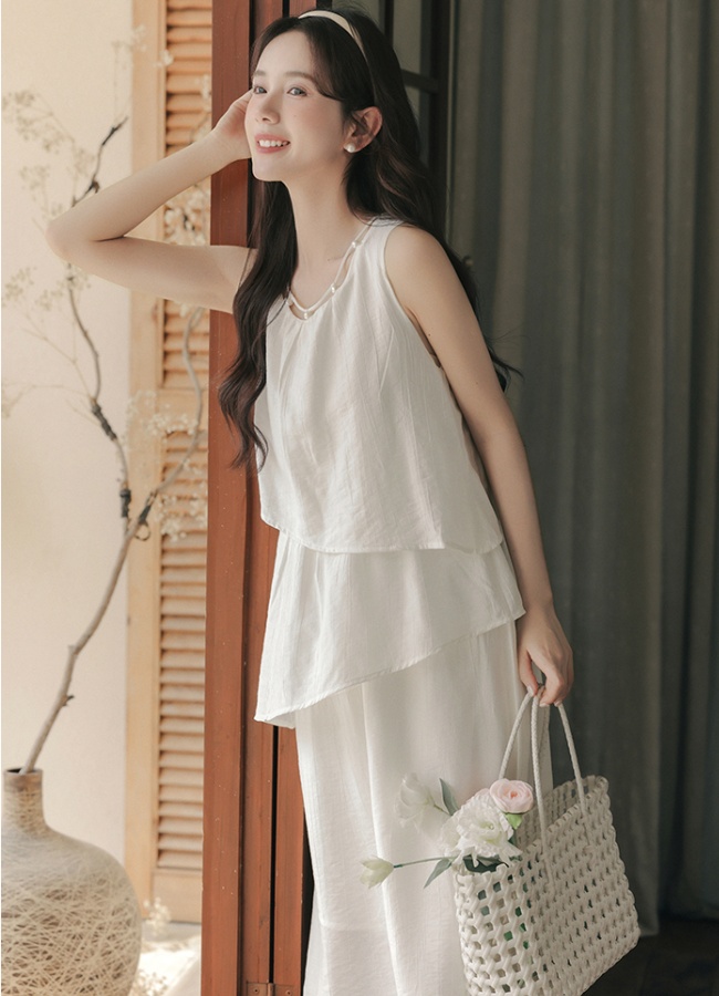 Temperament light color dress spring sleeveless vest