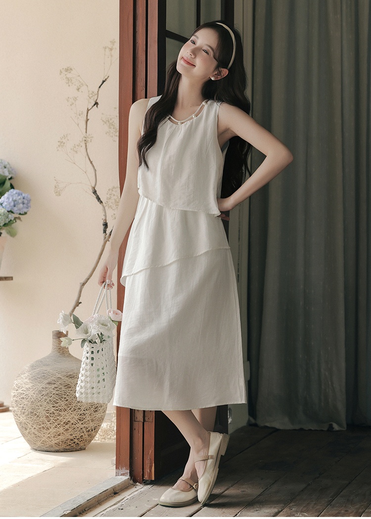 Temperament light color dress spring sleeveless vest