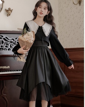 A-line sling tops doll collar dress 2pcs set