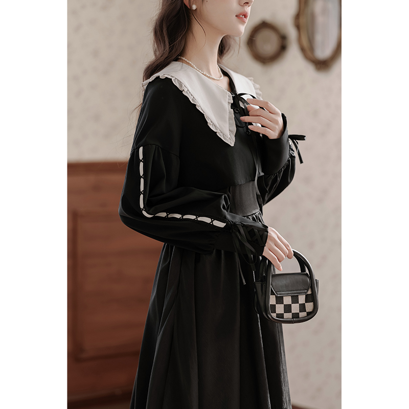 A-line sling tops doll collar dress 2pcs set