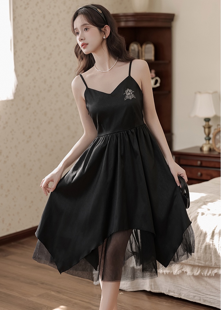 A-line sling tops doll collar dress 2pcs set