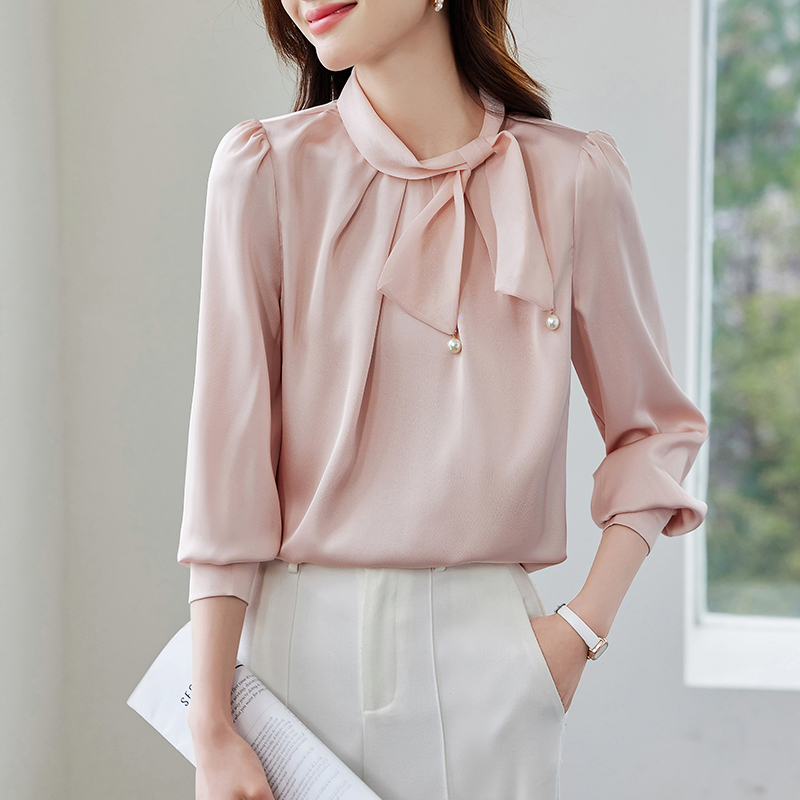 Commuting retro bow shirt spring France style tender tops