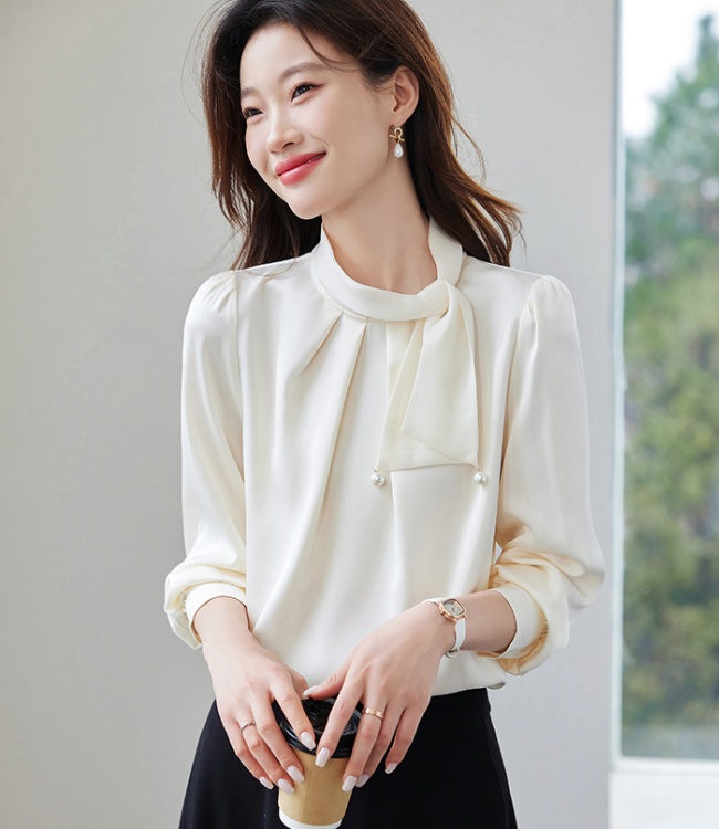 Commuting retro bow shirt spring France style tender tops