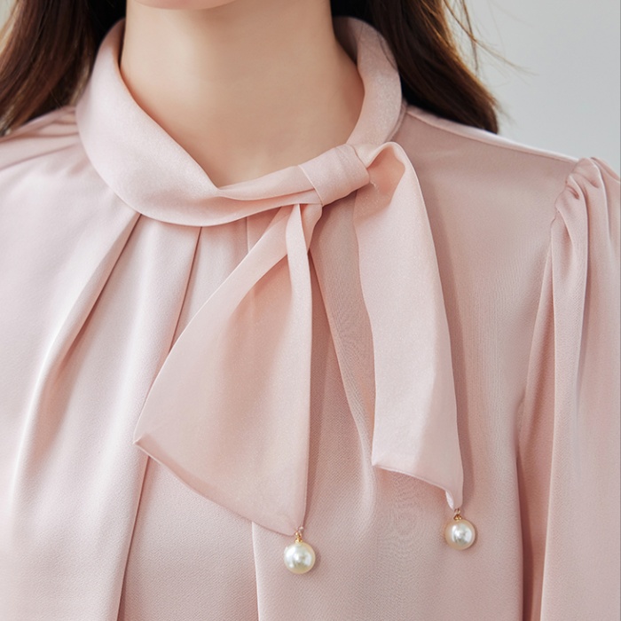 Commuting retro bow shirt spring France style tender tops